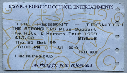 Stranglers Original Used Concert Ticket Regent Ipswich 21st Oct 1999