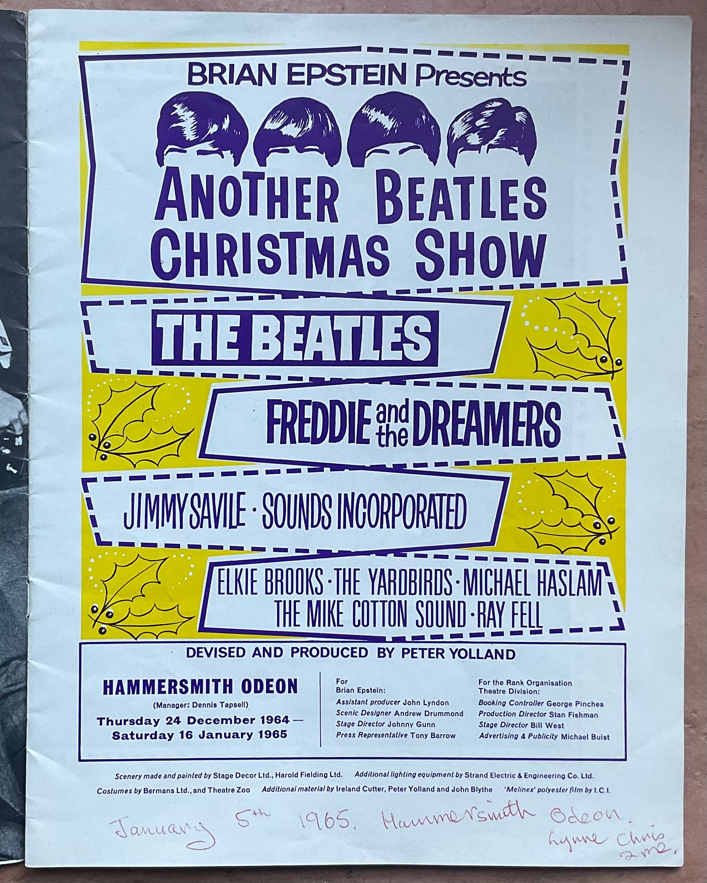 Beatles Yardbirds Clapton Concert Programme London 1964/5