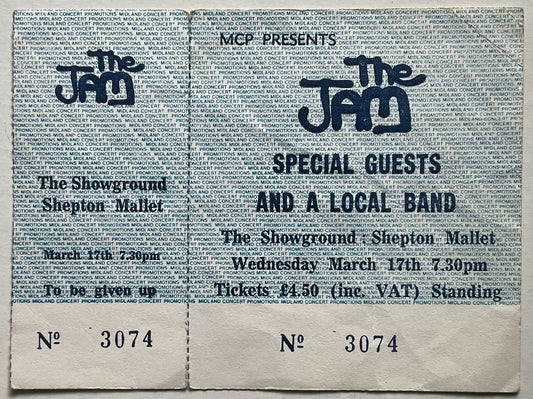 Jam Original Unused Concert Ticket Showground Shelton Mallet 17th March 1982