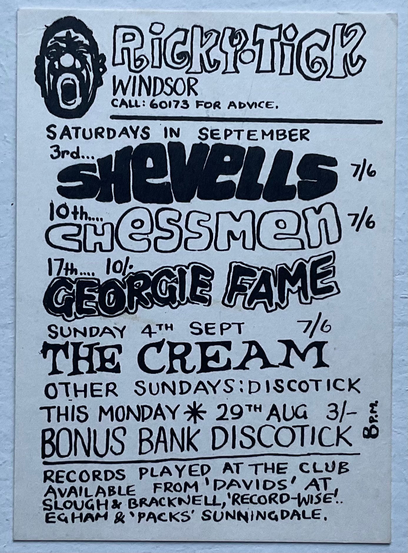 Cream Rare Original Concert Handbill Flyer Windsor 1966