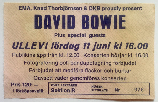 David Bowie Original Concert Ticket Ullevi Stadium Gothenburg 11th June 1983