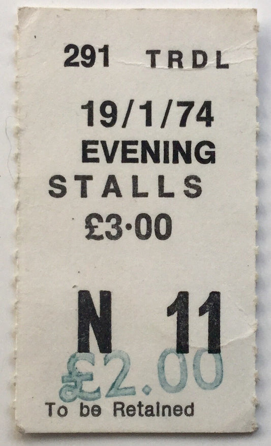 Genesis Original Used Concert Ticket Theatre Royal Drury Lane London 19th Jan 1974