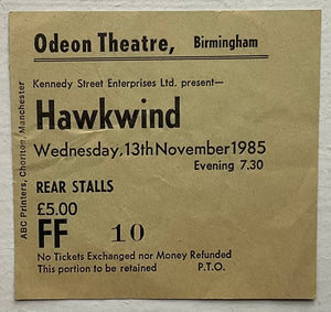 Hawkwind Original Used Concert Ticket Odeon Theatre Birmingham 13th Nov 1985