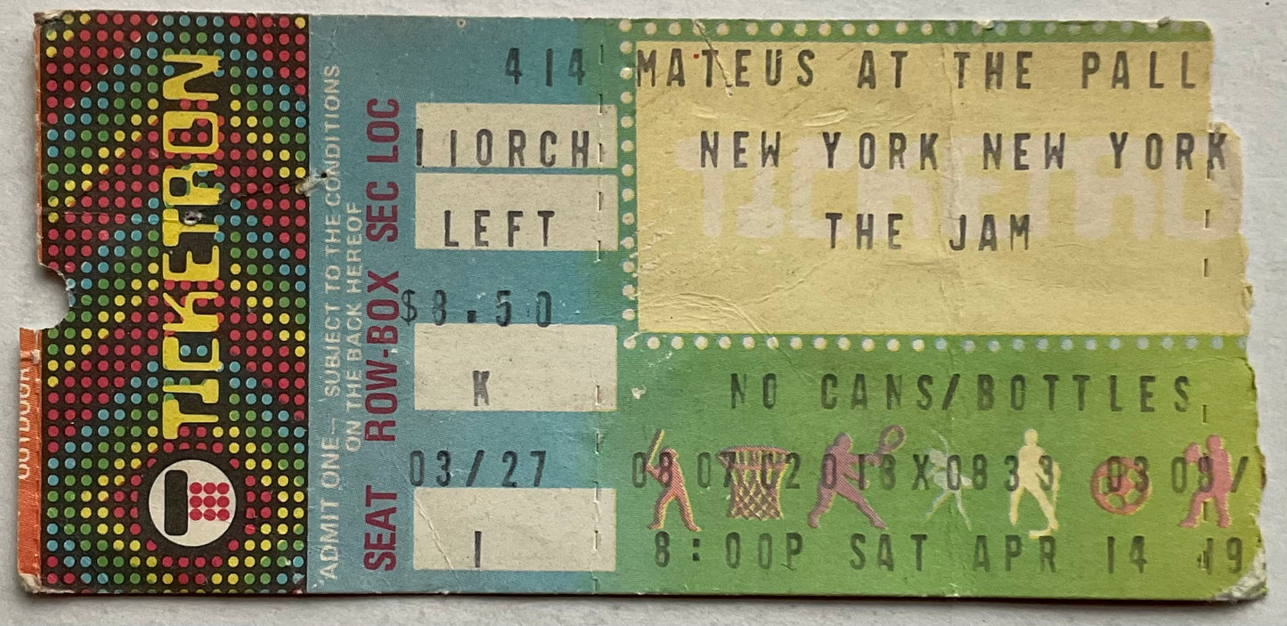 Jam Original Used Concert Ticket Palladium New York 14th Apr 1979