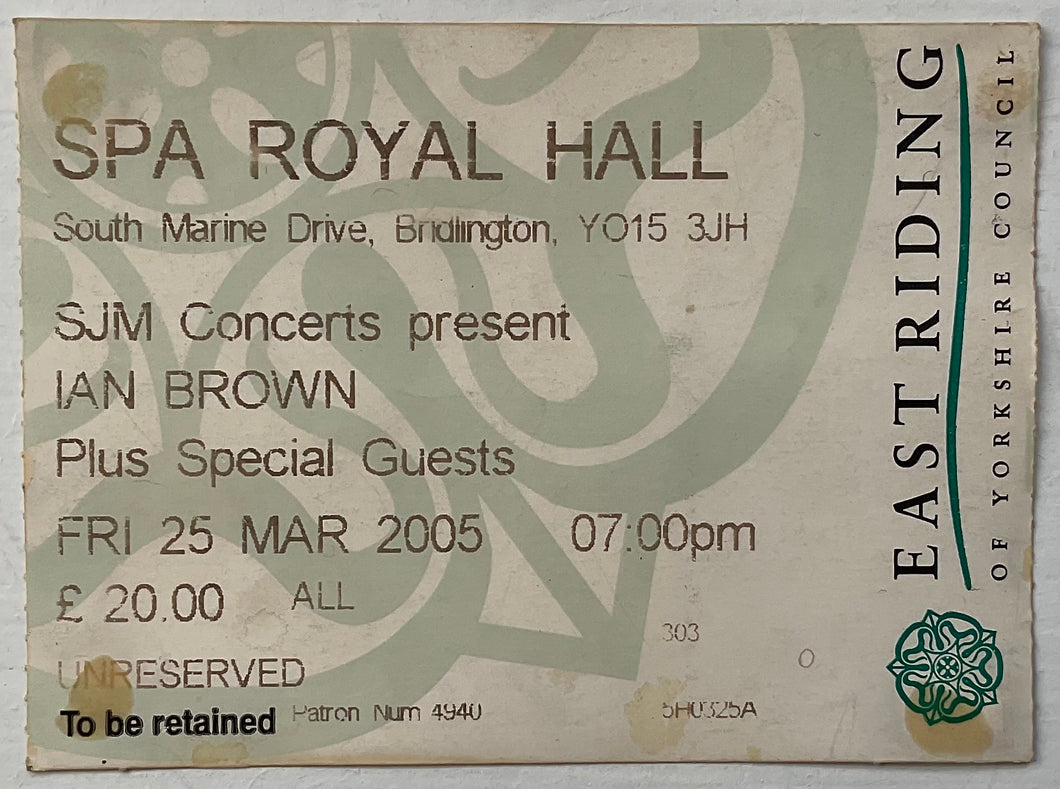 Stone Roses Ian Brown Used Concert Ticket Spa Theatre Bridlington 25th Mar 2005