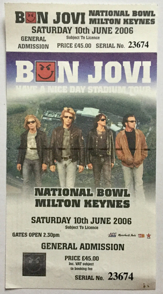 Bon Jovi Original Unused Concert Ticket National Bowl Milton Keynes 10th June 2006