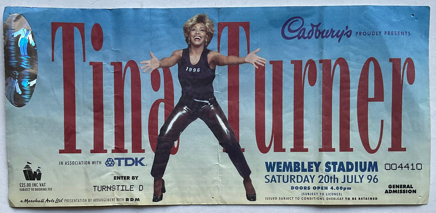 Tina Turner Original Used Concert Ticket Wembley Stadium London 20th July 1996