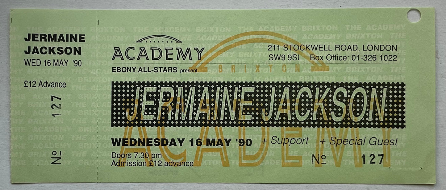 Jermaine Jackson Original Unused Concert Ticket Brixton Academy London 16th May 1990