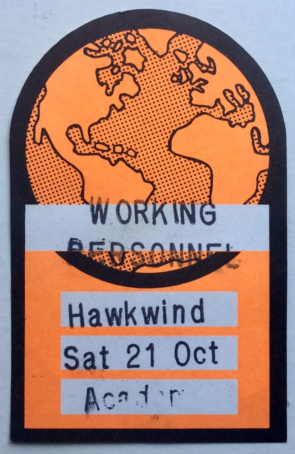 Hawkwind Original Unused Orange Concert Backstage Pass Ticket Brixton Academy London 21st Oct 1995