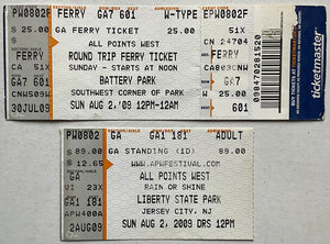 Coldplay Echo & The Bunnymen Original Used Concert Ticket & Ferry Ticket Liberty State Park New Jersey 2nd Aug 2009