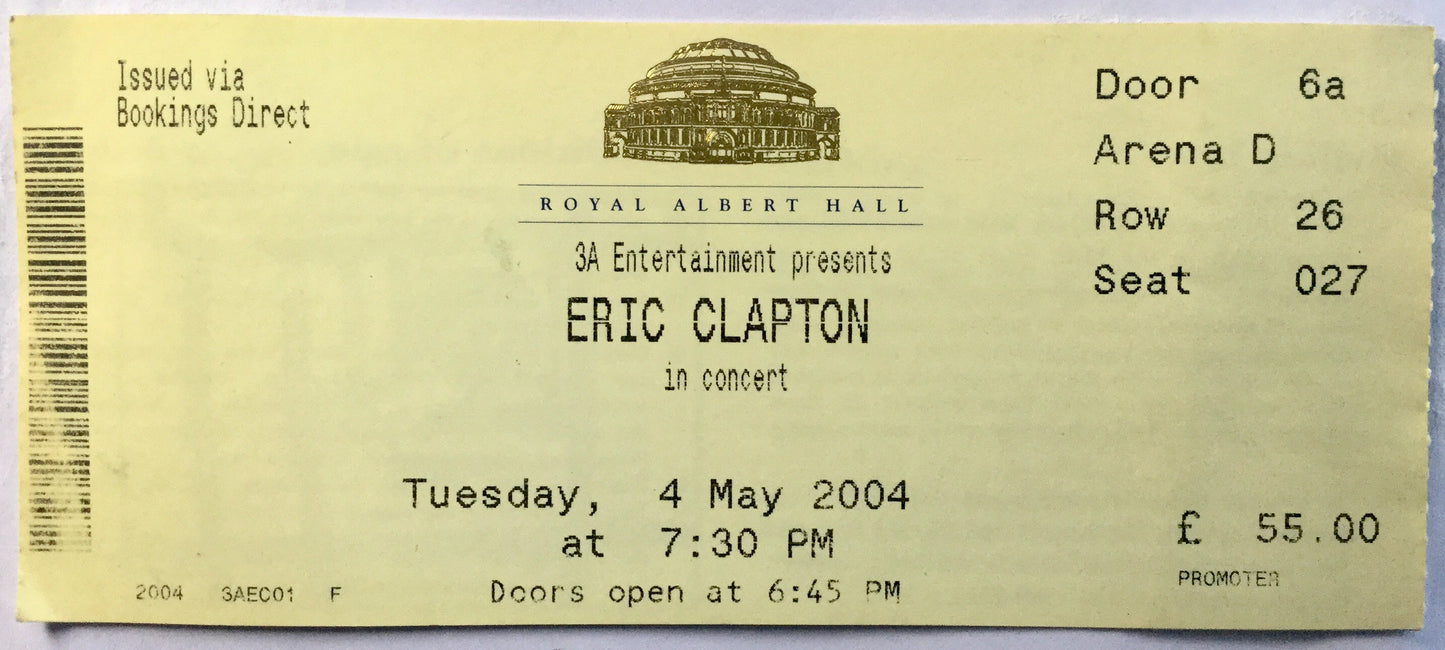 Eric Clapton Original Used Concert Ticket Royal Albert Hall London 4th May 2004