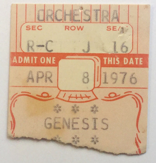 Genesis Original Used Concert Ticket Beacon Theatre New York 8th Apr 1976