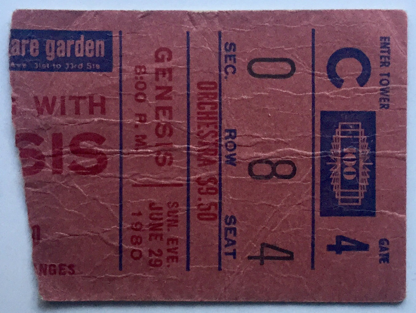 Genesis Concert Ticket Madison Square Garden New York 29th June 1980