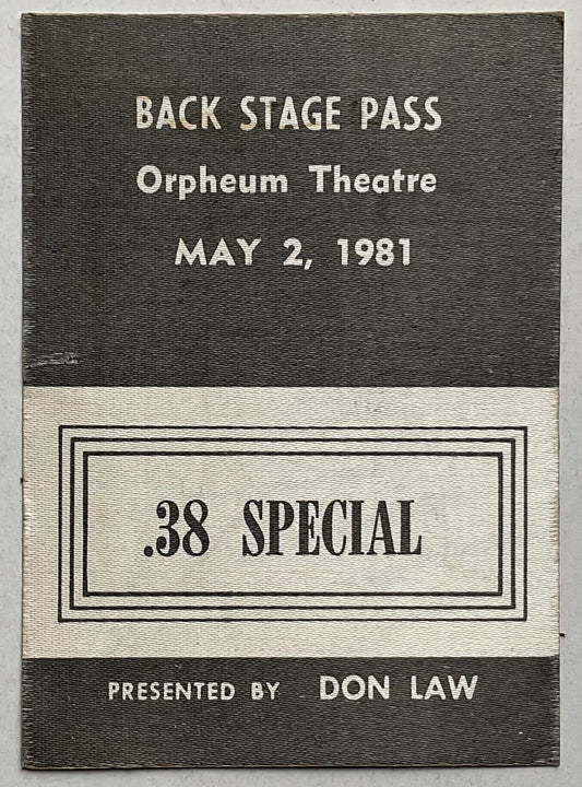 .38 Special Original Unused Concert Pass Ticket Orpheum Theatre Boston 2nd May 1981