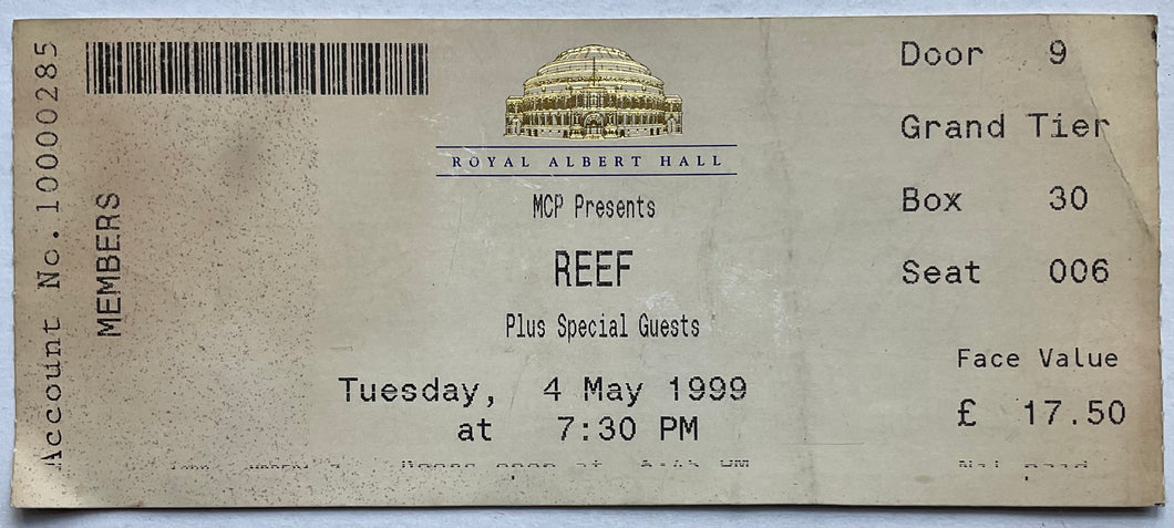 Reef Original Used Concert Ticket Royal Albert Hall London 4th May 1999