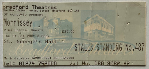 Morrissey Original Used Concert Ticket St Georges Gall Bradford 31st Oct 2002
