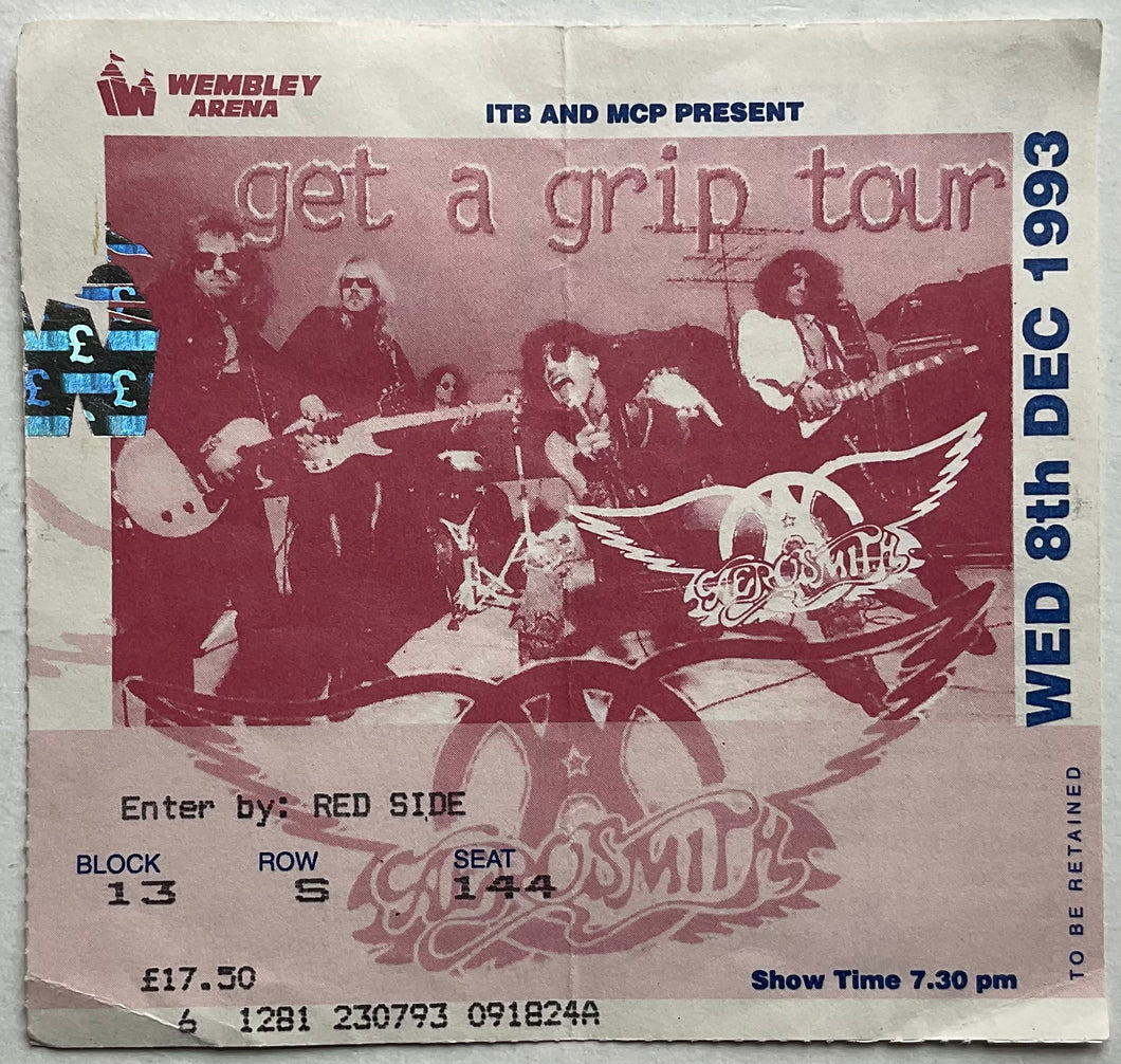 Aerosmith Original Concert Ticket Wembley Stadium London 8th Dec 1993