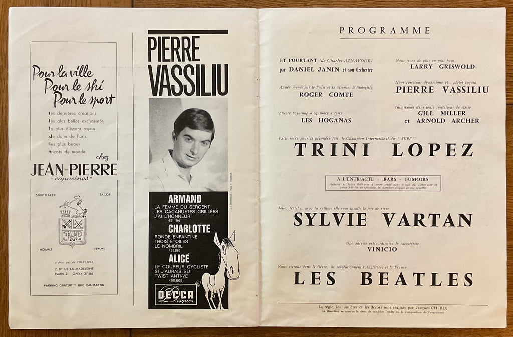 Beatles Original Concert Programme Paris 1964