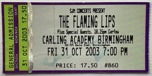 Flaming Lips Original Used Concert Ticket Carling Academy Birmingham 31st Oct 2003