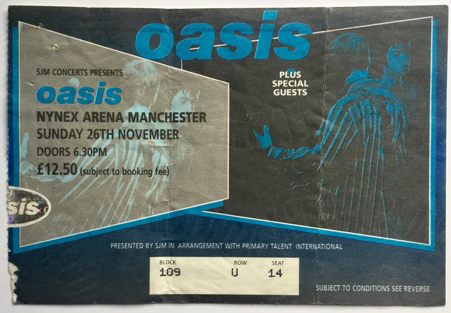 Oasis Original Used Concert Ticket NYNEX Arena Manchester 1995