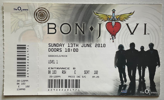 Bon Jovi Original Unused Concert Ticket O2 Arena London 13th Jun 2010