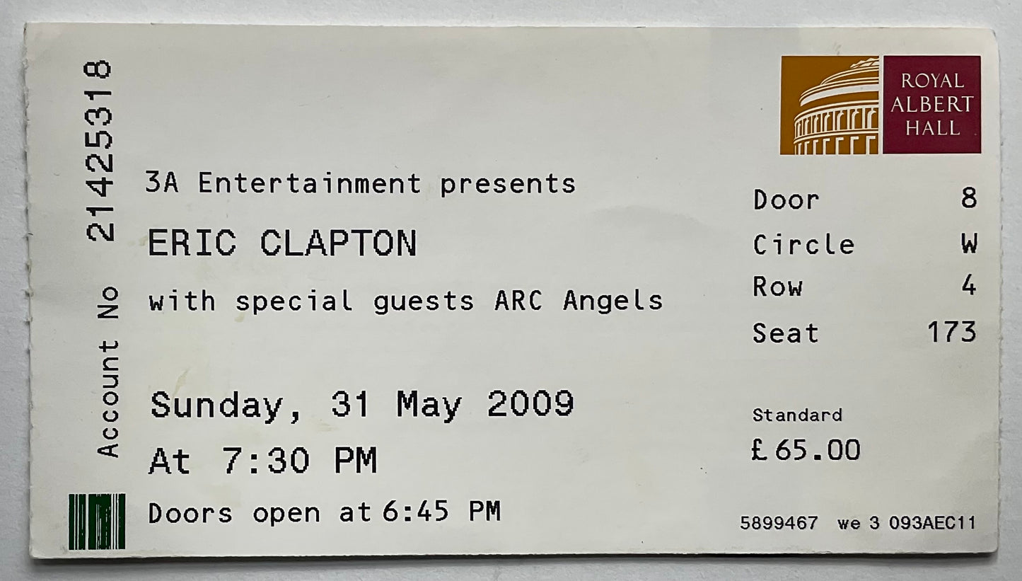 Eric Clapton Original Used Concert Ticket Royal Albert Hall London 31st May 2009